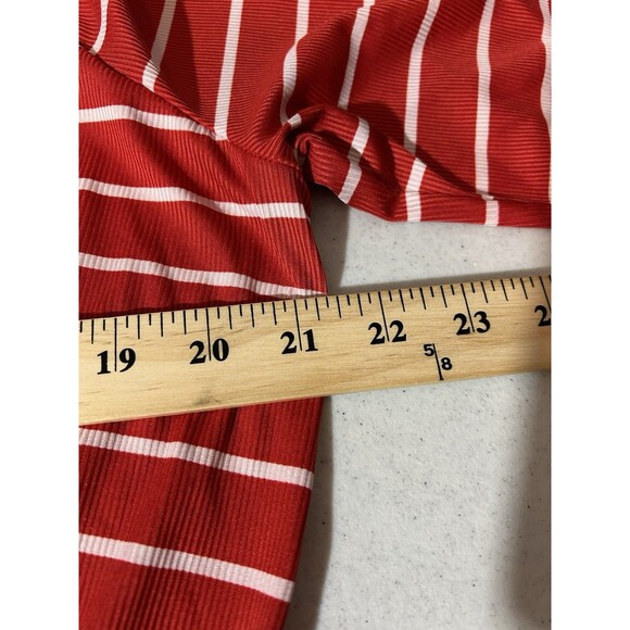 LuLaRoe Jody Dress Womens 2XL Long Sleeve Peasant Smocked Waistband Red Stripes - Picture 9 of 11